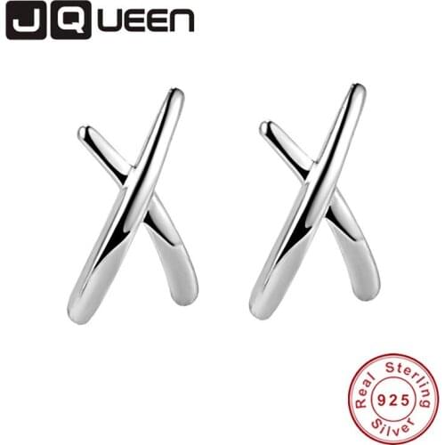 925 Sterling Silver Fine Jewelry New Design X Shape Earrings Fashion Jewelry Womens Accessories Ear Studs Set