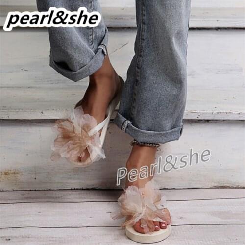 Flower Flip Flops Flip-flop Platform Womens Sandles Summer 2021 Beach Open-toed Outdoor Beach Slippers Non-slip Soft Sole shoes