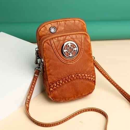 2020 Retro Crossbody Bags For Women Multi-Pockets Washed Pu Leather Shoulder Bags Mobile Phone Pouch Zipper Purse bolsa feminina