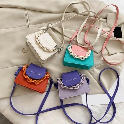 Fashion Hit Color Crossbody Bag Women Acrylic Chain Small Tote Lady Mini Shoulder Messenger Handbag