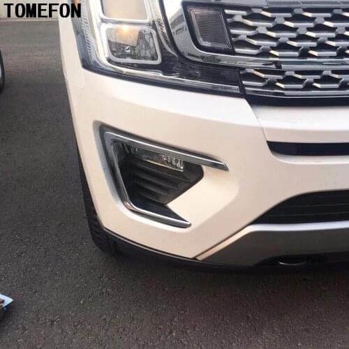TOMEFON For Ford Expedition 2018 2019 ABS Chrome Front Fog Light Lamp Cover Trim Chromium Foglight Bezel Styling Decoration 2pcs