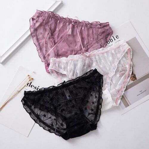 Women Panties Lace Sexy Underwear Female Casual Kwaii Star Pattern Underpants Girl Briefs Ladies Lingerie Woman Intimates