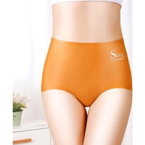 Women Sexy Panties Ice Silk Briefs Seamless Underwear Comfort Lingerie Gentle Underpants Intimates High Waist Pants