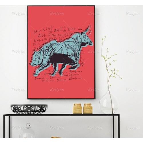 Stock Bull Bear Market Art Inspirational Quote Poster And Print Modern Office Home Decor Wall Art Canvas Painting ForLiving Room