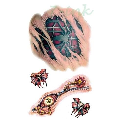 Waterproof Temporary tatoo sticker Halloween Bow tie spider scar tatoo scar Water Transfer fake tatoo flash tatoo 10.5*6cm