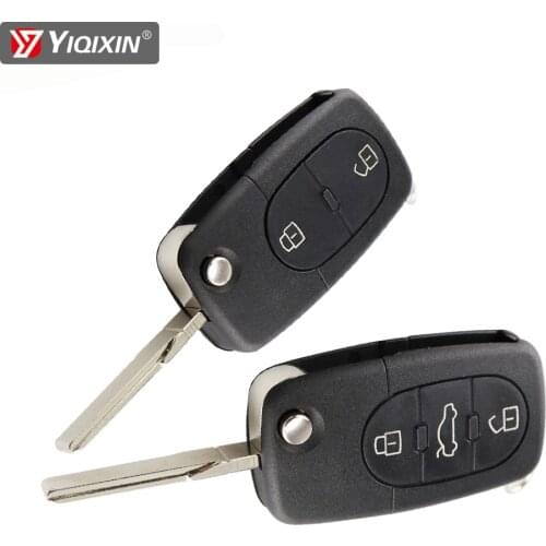YIQIXIN Flip 2 3 Buttons Folding Remote Key Shell Case For Audi TT A2 A3 A4 A6 A8 TT Quattro CR2032 CR1620/CR1616 Battery Blade