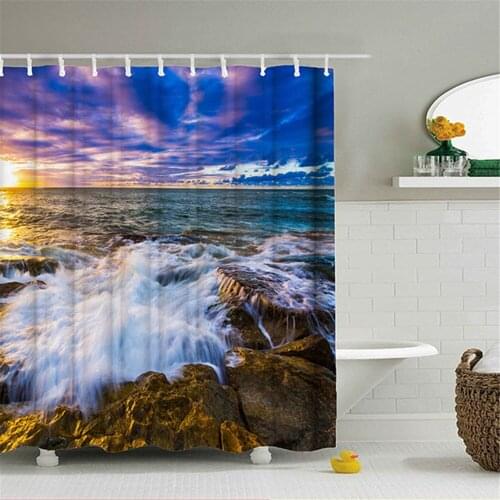 Green Plants Wooden Bridge Sunrise Landscape Shower Curtain Mountain River Wall Bathroom Decor Spring Natural Scenery Curtains