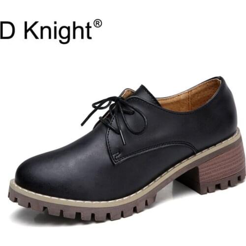 Vintege Cow Leather High Heels Women Oxfords New Genuine Leather Round Toe Lace Up Women Casual Oxford Shoes Lady Leisure Pumps