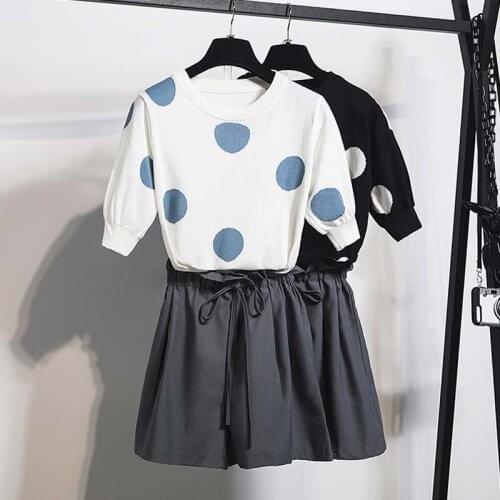 Wave point Print 2 Piece Sets Womens Outfits Drawstring Shorts Short sleeve Sweatshirts Tracksuits Women Set Two Pieces summer