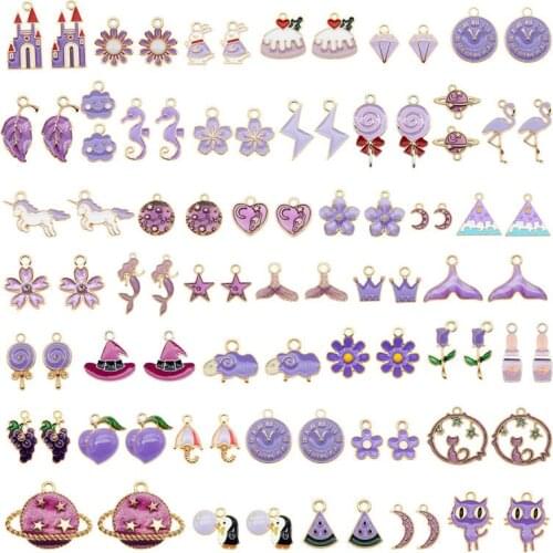 10pcs Enamel Charms Random Mixed Fruit Animal Flowers Alloy Pendants Necklace Earrings Jewelry Making Accessory Enamel Charms