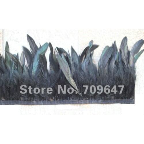 2Meters/Lot 5-6" 12-15cm Black Colour Saddle Rooster Coque Hackle Feather Trim Rooster Fringe,Feathering
