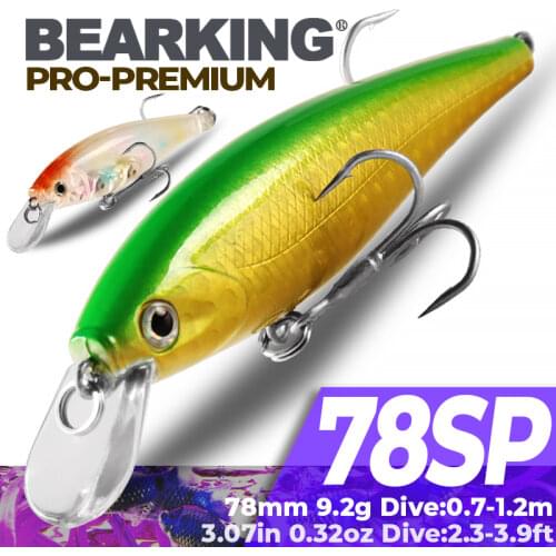 7.8cm 9.2g Bearking New 1PC New Arrival Hot Sale Minnow Hard Fishing Lure Bait Fresh Water Fishing Tackle Artificial Lures Bait