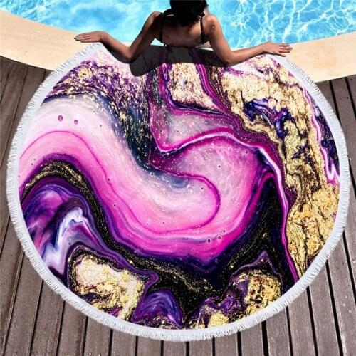 150cm Big Round Beach Towel Colorful Quicksand Print Shower Bath Towels Creative Funny Abstract Beach Blanket Cover