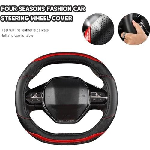 Car Steering Wheel Cover Carbon Fibre + PU Leather Auto Accessories interior Coche For Peugeot 3008 4008 5008