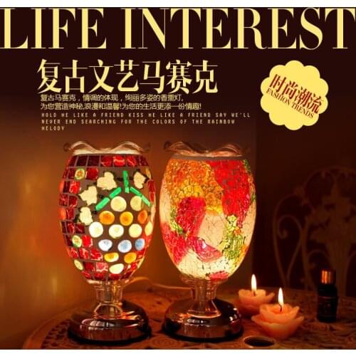 Color restoring ancient ways glass lamp sweet adornment bedroom berth lamp plug sweet lamp aing kind of sweet study