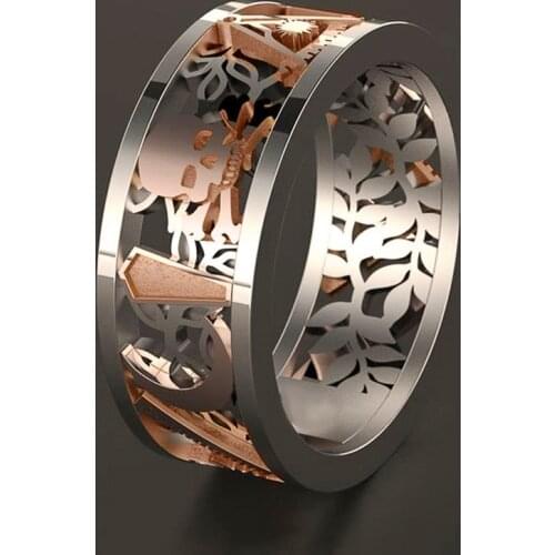 Huitan New Fashion Skull Moon Hammer Pattern Women Ring Punk Style Hiphop Personality Cool Girl Rings Anniversary Gift Drop Ship