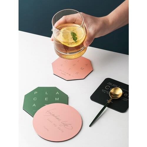 Metal Coffee Mug Mat Tea Drink Cups Coaster Insulation Non-slip Pad Square Round Place-mat Table Accessories Customizable logo