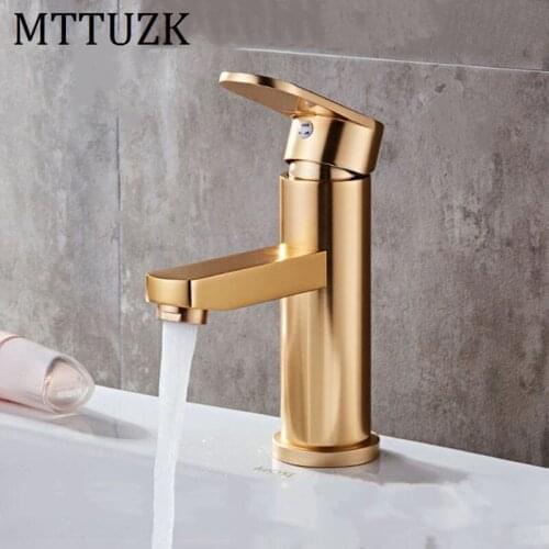 MTTUZK Bathroom faucet bathroom washbasin faucet golden Space aluminum basin faucet hot cold mixer taps black gold faucet