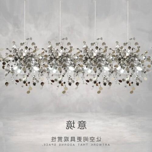 Modern Designer Stainless Steel Slice Chandelier Living Room Dining Room Bar Coffee Shop Dressing Table Decorative Lamp
