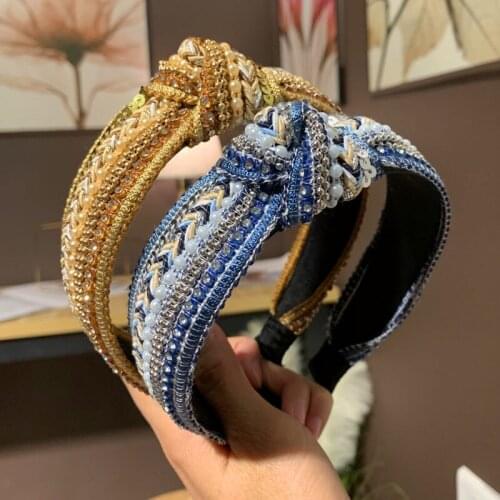 Hair Bands Womens Fabric Hair Accessories Inlaid Diamond Headbands Broad-edge Rhinestone Press Hair with Headband