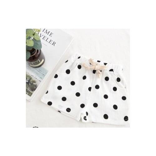 Kids Shorts Children Summer Polka Dot Print High Waist Casual Cotton Linen Short Trousers Casual Elastic Shorts for Girls Boy