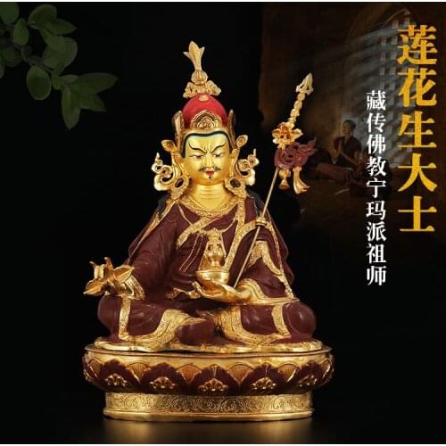 LARGE GOOD HOME TEMPLE LOBBY EFFICACIOUS PROTECTION NEPAL, TIBET GOLD TANTRA GURU PADMASAMBHAVA BUDDHA BRASS STATUE 52CM