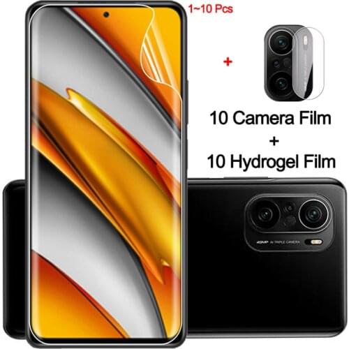 1-10 pcs, hydrogel film for poco f3 soft glass pocophone x3 nfc xiaomi poco x3 pro screen protector poco x 3 pro xiaomi poco f3