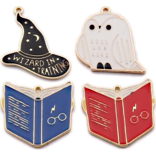 10pcs/pack Cute Halloween Witch Hat Enamel Charms Craft Metal Earring Keychain Charms DIY Jewelry Making
