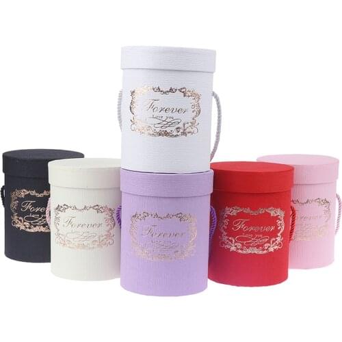 165*120mm Round Flower Paper Boxes Lid Hug Bucket Florist Gift Packaging Box Gift Candy Bar Boxes Party Wedding Supply