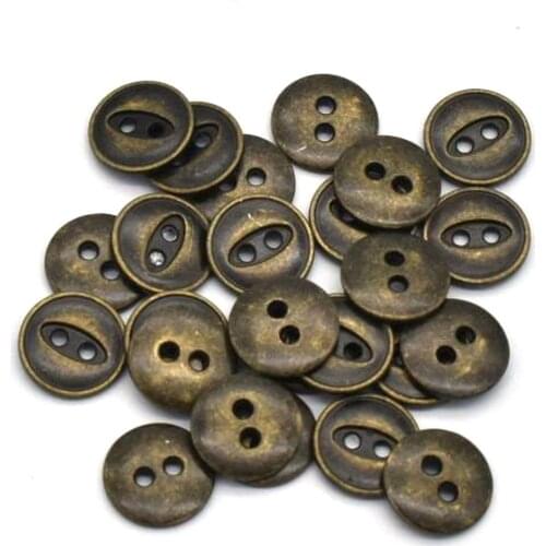 20pcs Retro Flat Metal Buttons Bronze Color 2 Hole Flat Handle Buttons Hole Buttons are Suitable for Clothes Buckles 11mm
