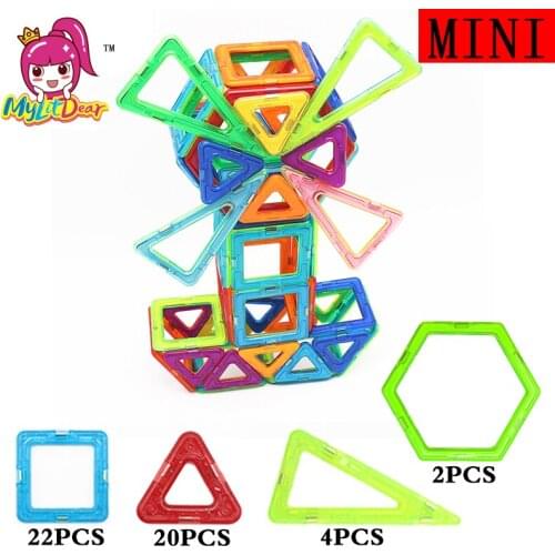 48PCS Mini Magnetic Designer Construction Enlighten Assembly Building Blocks Toys Kids Educational DIY Plastic Technic Bricks