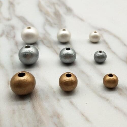 Popular 500Pcs Wooden Beads Round Ball Spacer Beads For Jewelry Making Natural Wood 6mm Silver Plated Beads