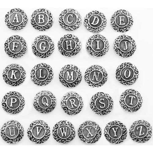 N-Z Alphabet Metal 18mm Snap button jewelry DIY Bracelet Odm,oem Zm331