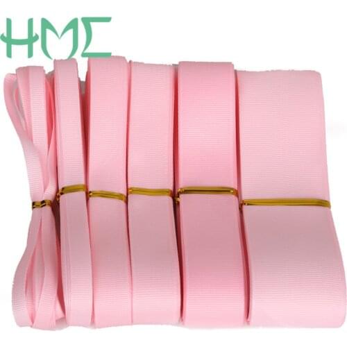 Pink Color 5yards/lot 7/10/15/20/25/38mm Satin Grosgran Ribbons Mixed Size for Party Decoration DIY Making Sewing Accessories