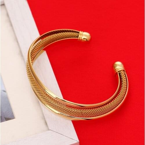 24K Gold Bangle For Women Girls Men Dubai African USA Bridal Wedding Bracelet Bangle