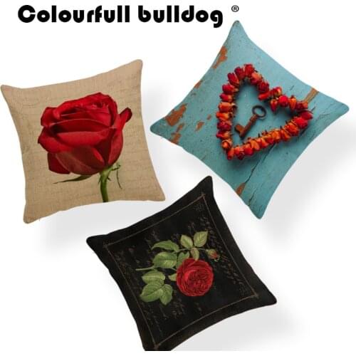 ValentineS Day Gift Cushion Cover Love Rose Flower Pillow Case Ethnic Bookcase Gifts For Medical Pillow With Cover Large Linen