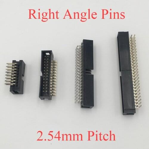 DC3 6P 8P 10P 12P 14P 6 8 10 12 14 Pins 2.54mm Pitch Right Angle Double Row Space Connector IDC ISP JTAG Male Header Socket Box