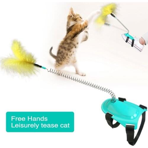 Pet Toys Interactive Cat Toy Spring Feather Dog Toys Wand Strap Holder Funny Cat Supplier For Small Animal Toys