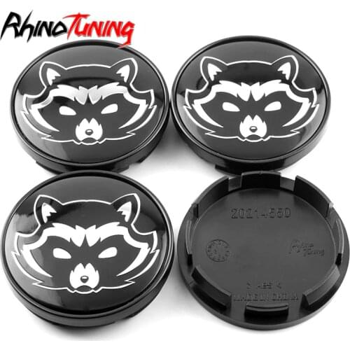 4pcs 61mm 55mm Car Wheel center Hub caps for rims Raccoon pattern Wheels Centre Hubcaps Cover Auto Styling Accessories