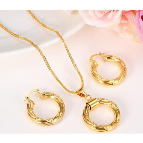 Ethiopian set Jewelry Necklace Pendant Earring Set gold color Jewelry African Bridal Israel Sudan Arab middle east women