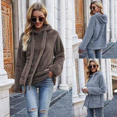 Fashion outer wear double-sided fleece hooded sweater womens autumn and winter plus velvet thick warm plush top coat
