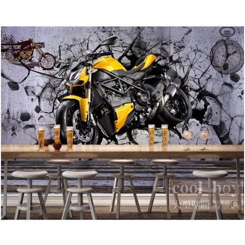 3d room wallpaper custom photo mural Yellow motorcycle cool wall picture decor painting 3d wall mural wallpaper for walls 3 d