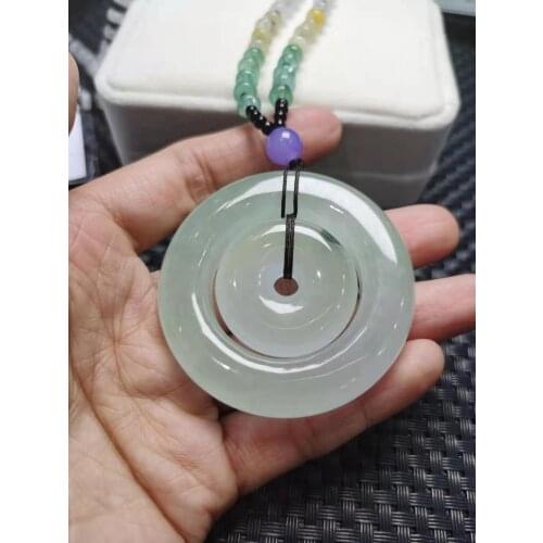 Natural 7A green jade pendant necklace hand-carved round women jade pendant necklace jadeite jade necklace