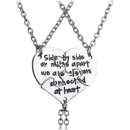 2018 New Arrival 3 Parts Friendship Pendant Love Heart shape necklace Eternal Friends Sweat Lovers Link Chain Chokers Necklace