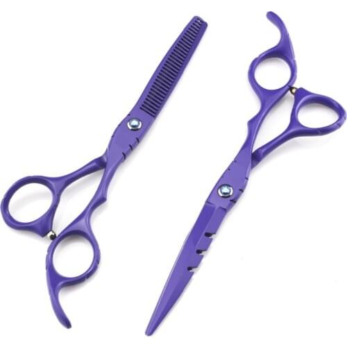 New professional 9cr13 6 & 5.5 inch Violet thinning shears cutting barber hair scissors set hairdressing scissors Free shipping