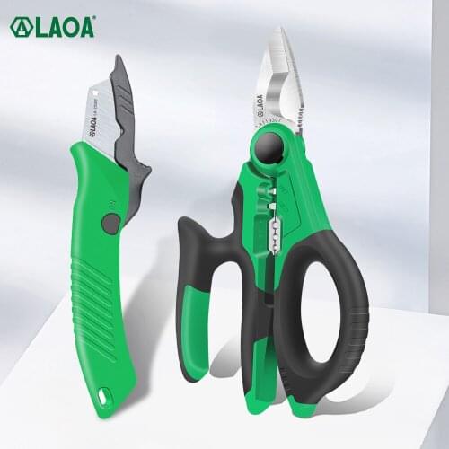 Laoa Electrical Cable Stripping Knife Stainless Steel Wire Cutter Stripping Knife Rubber Handle Manual Tool