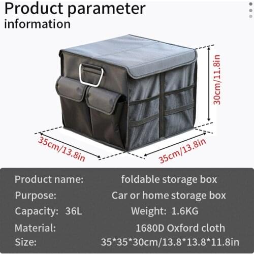 Car Trunk Organizer Storage Box Oxford Cloth Multifunctional Folding 30L Large Capacity Storage Box With Multiple Pocket Bags