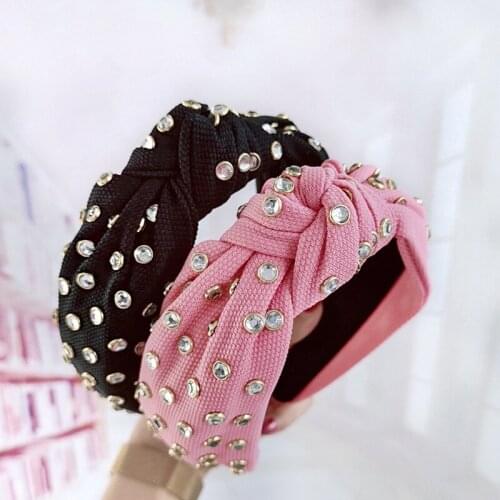 Hot Elegant Thick Fabric With Rhinestone Knotted Hairband Knot Headband Hair Accessories Hair Jewelry Wedding Turban Hairpieces