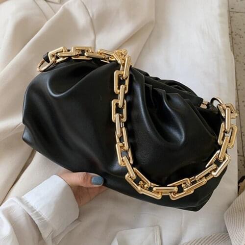 Luxurious Gold Chain Cloud bag Soft Leather Hobos Bag Single Shoulder Purse Women Crossbody Bag Luxury Handbag And Purse