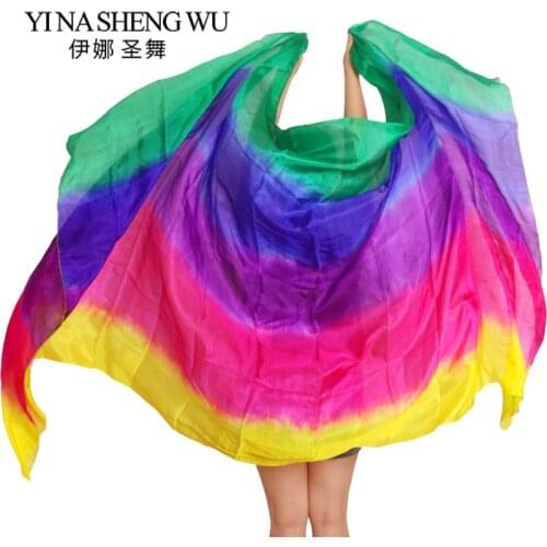 100% Silk Belly Dance Hand Dyed Silk Veil 200/250/270/300 cm Gradient Multi Color Silk Veil Belly Dance Accessories Kid Adult